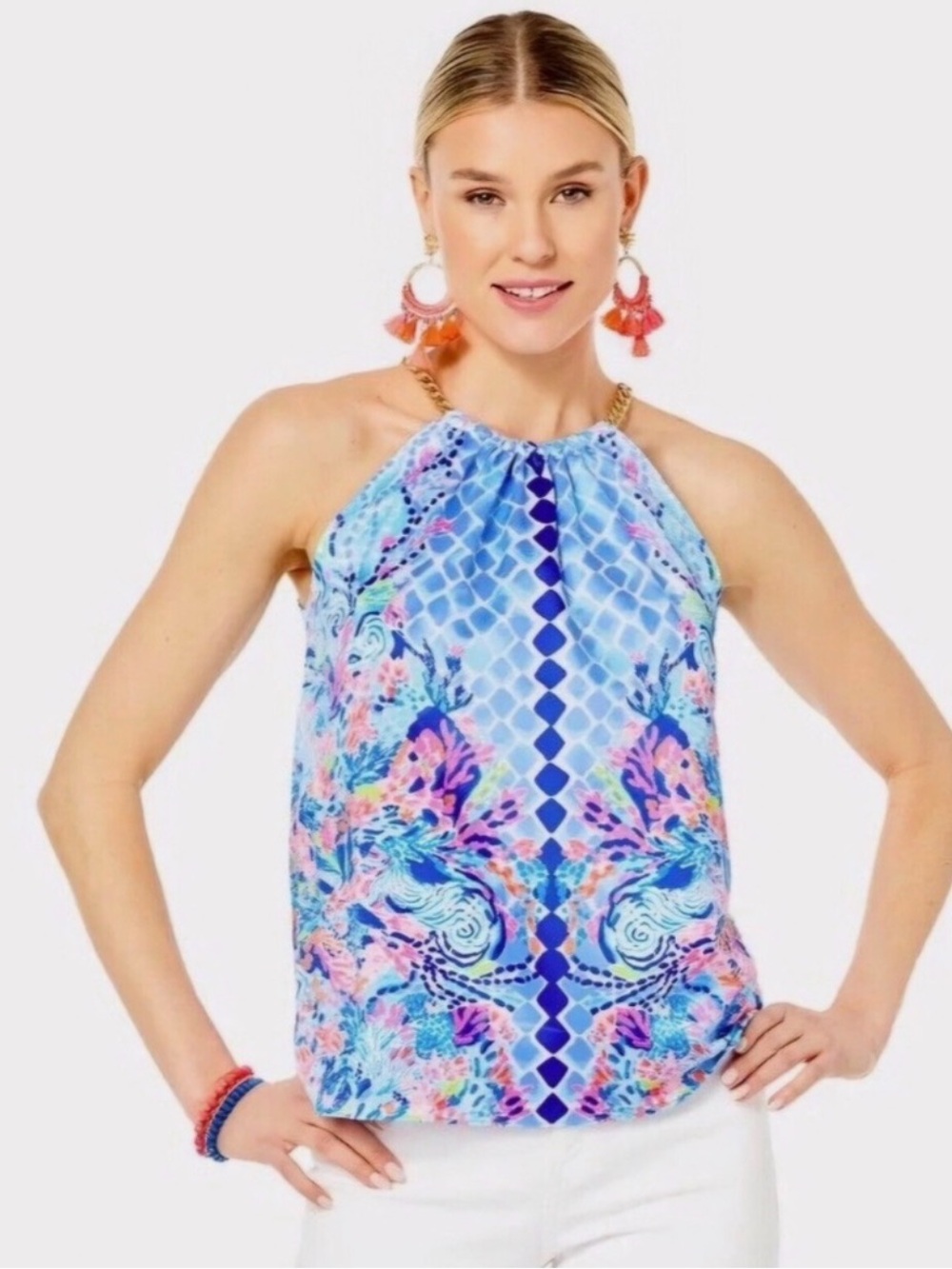 Lilly Pulitzer Isa halter top in the "Multi Hidden Treasure" print Size S
